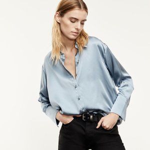 Beautiful Baby Blue Silk Button Down fron THE KOOPLES of Paris!